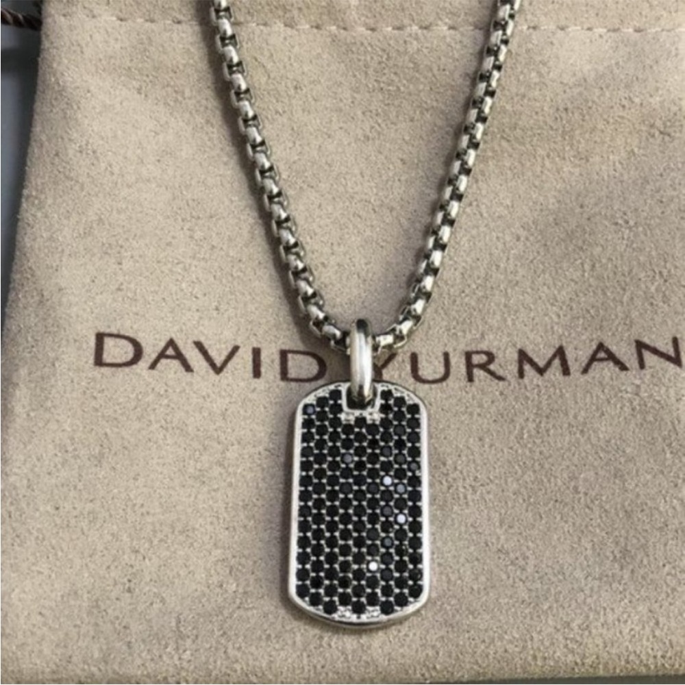 David Yurman Silver Necklace with Black Pendant - Picture 4 of 7